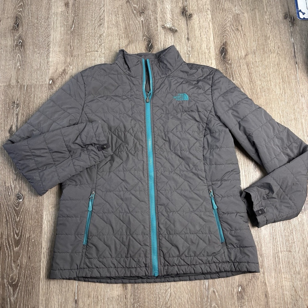 The North Face Women's XL Tamburello Gray Teal Quilted Puffer Jacket Lightweight